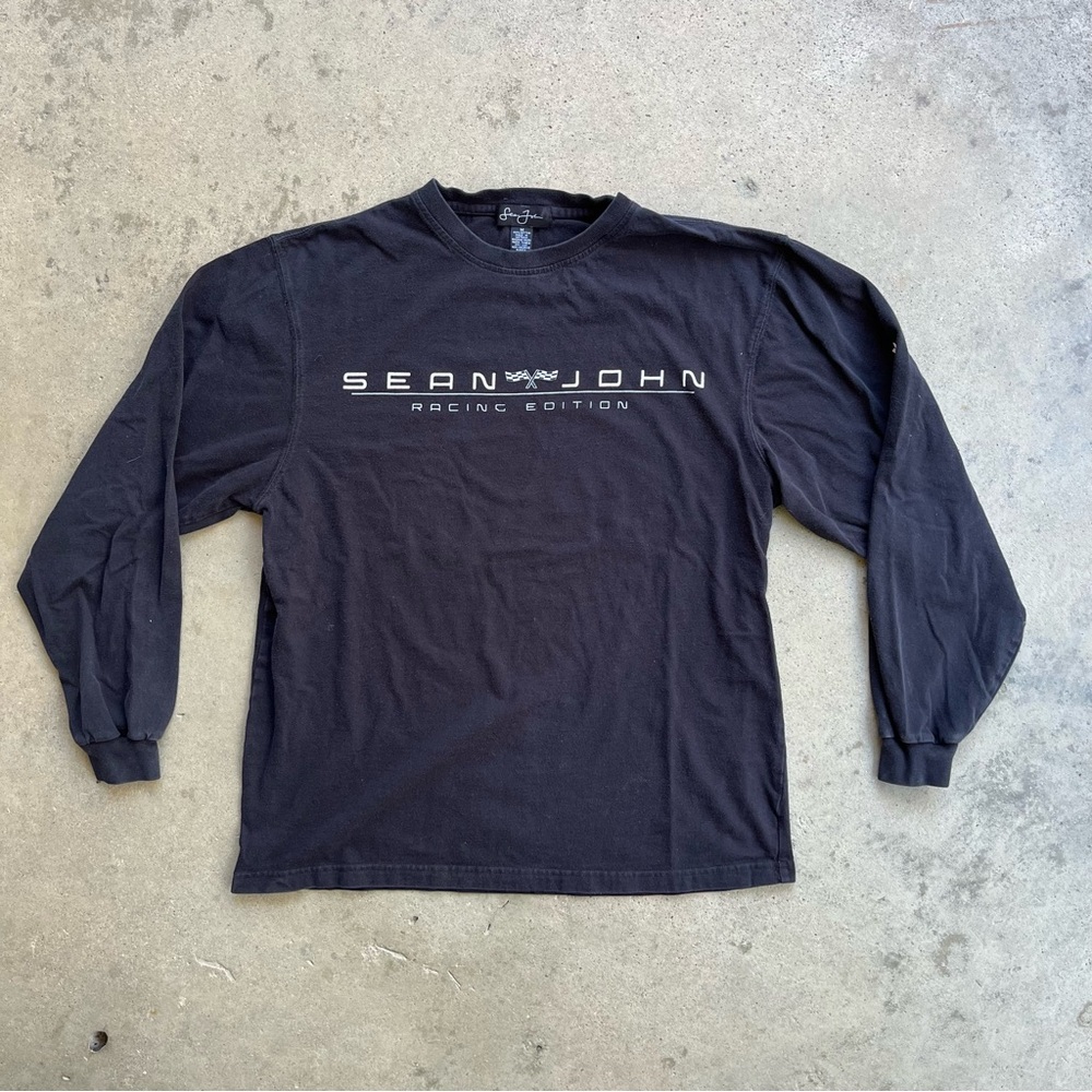Sean John Racing Edition Long Sleeve T-Shirt Medium Black